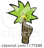 Cartoon Of A Black Hand With Green Magic Light Royalty Free Vector Clipart