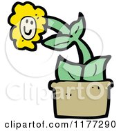 Cartoon Of A Happy Potted Flower Royalty Free Vector Clipart