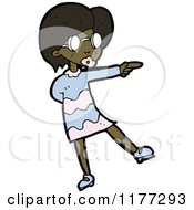 Cartoon Of A Black Girl Pointing Royalty Free Vector Clipart by lineartestpilot