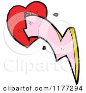 Cartoon Of A Pink Bolt Bursting Through A Heart Royalty Free Vector Clipart