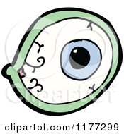 Cartoon Of A Blue Bloodshot Eye With A Green Rim Royalty Free Vector Clipart