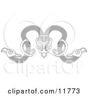 Native Looking Horned Creature With Horns Clipart Illustration