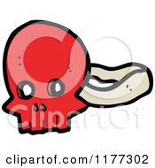 Cartoon Of A Red Skull Mask Royalty Free Vector Clipart by lineartestpilot