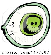 Cartoon Of A Bloodshot Eyeball And Green Skull Iris Royalty Free Vector Clipart