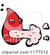 Cartoon Of A Puking Blood Drop Royalty Free Vector Clipart