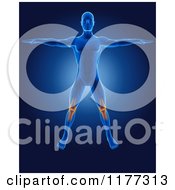 Poster, Art Print Of 3d Xray Man Standing With Glowing Knee Joints And Visible Skeleton