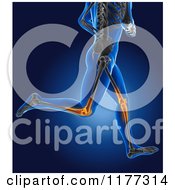 Poster, Art Print Of 3d Xray Man Running With Glowing Knee Joints And Visible Skeleton