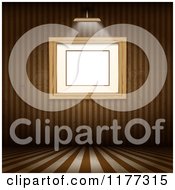 Clipart Of A Gallery Light Shining On A Frame In A Grungy Striped Room Royalty Free Vector Illustration