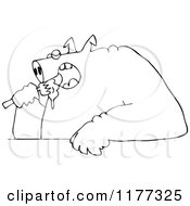 Poster, Art Print Of Outlined Fat Pig Shoving Food Into His Mouth