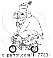 Poster, Art Print Of Outlined Circus Clown Riding A Mini Bike