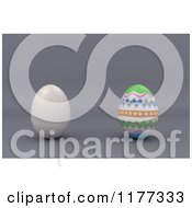 Poster, Art Print Of 3d Plain Egg By A Decorated Easter Egg On Gray