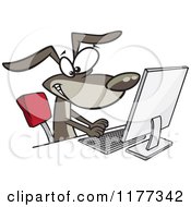 Poster, Art Print Of Happy Dog Typing At A Computer