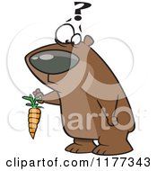 Poster, Art Print Of Confused Bear Holding A Carrot