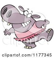 Cartoon Of A Ballet Hippo In A Pink Tutu Royalty Free Vector Clipart by toonaday
