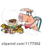 Poster, Art Print Of Pigging Out Hog With Junk Food