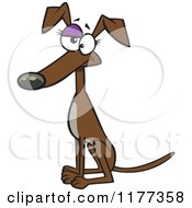 Cartoon Of A Sitting Brown Female Greyhound Dog Royalty Free Vector Clipart