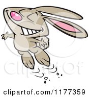 Cartoon Of A Happy Bunny Jumping With Glee Royalty Free Vector Clipart by toonaday