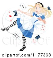 Cartoon Of Alice In Wonderland With Playing Cards Royalty Free Vector Clipart by Pushkin