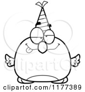 Poster, Art Print Of Black And White Drunk Birthday Bird Wearing A Party Hat