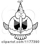 Poster, Art Print Of Black And White Happy Birthday Hummingbird Wearing A Party Hat