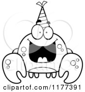 Poster, Art Print Of Black And White Happy Birthday Crab Wearing A Party Hat