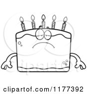 Cartoon Of A Black And White Depressed Birthday Cake Mascot Royalty Free Vector Clipart