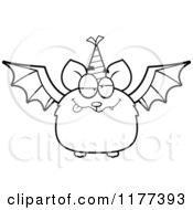 Poster, Art Print Of Black And White Drunk Birthday Bat Wearing A Party Hat
