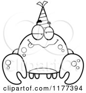 Poster, Art Print Of Black And White Drunk Birthday Crab Wearing A Party Hat