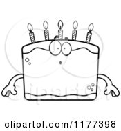 Poster, Art Print Of Black And White Surprised Birthday Cake Mascot