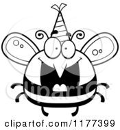 Poster, Art Print Of Black And White Happy Birthday Bee Wearing A Party Hat