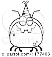 Cartoon Of A Black And White Drunk Birthday Ant Wearing A Party Hat Royalty Free Vector Clipart