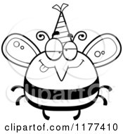Poster, Art Print Of Black And White Drunk Birthday Bee Wearing A Party Hat