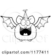 Poster, Art Print Of Black And White Happy Birthday Bat Wearing A Party Hat