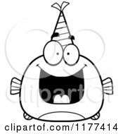 Poster, Art Print Of Black And White Happy Birthday Fish Wearing A Party Hat