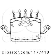Cartoon Of A Black And White Mad Birthday Cake Mascot Royalty Free Vector Clipart