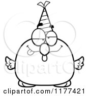 Poster, Art Print Of Black And White Drunk Birthday Chick Wearing A Party Hat
