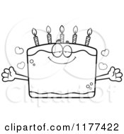 Cartoon Of A Black And White Loving Birthday Cake Mascot Wanting A Hug Royalty Free Vector Clipart