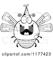 Poster, Art Print Of Black And White Happy Birthday Dragonfly Wearing A Party Hat