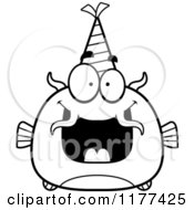 Poster, Art Print Of Black And White Happy Birthday Catfish Wearing A Party Hat