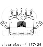 Cartoon Of A Black And White Screaming Birthday Cake Mascot Royalty Free Vector Clipart