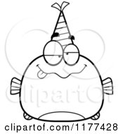 Poster, Art Print Of Black And White Drunk Birthday Fish Wearing A Party Hat