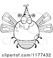Poster, Art Print Of Black And White Drunk Birthday Dragonfly Wearing A Party Hat