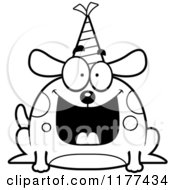 Poster, Art Print Of Black And White Happy Birthday Dog Wearing A Party Hat