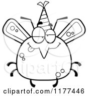 Poster, Art Print Of Black And White Drunk Birthday Mosquito Wearing A Party Hat