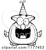 Poster, Art Print Of Black And White Happy Birthday Owl Wearing A Party Hat