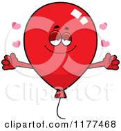 Cartoon Of A Loving Red Party Balloon Mascot Wanting A Hug Royalty Free Vector Clipart