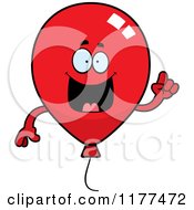 Cartoon Of A Smart Red Party Balloon Mascot With An Idea Royalty Free Vector Clipart