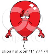 Cartoon Of A Depressed Red Party Balloon Mascot Royalty Free Vector Clipart