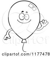 Cartoon Of A Black And White Waving Party Balloon Mascot Royalty Free Vector Clipart