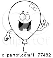 Cartoon Of A Black And White Smart Party Balloon Mascot With An Idea Royalty Free Vector Clipart
